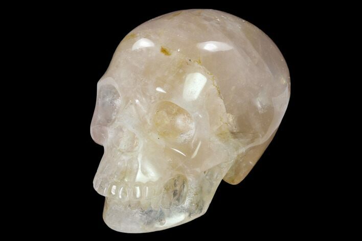 Realistic, Polished Brazilian Rose Quartz Crystal Skull #151073